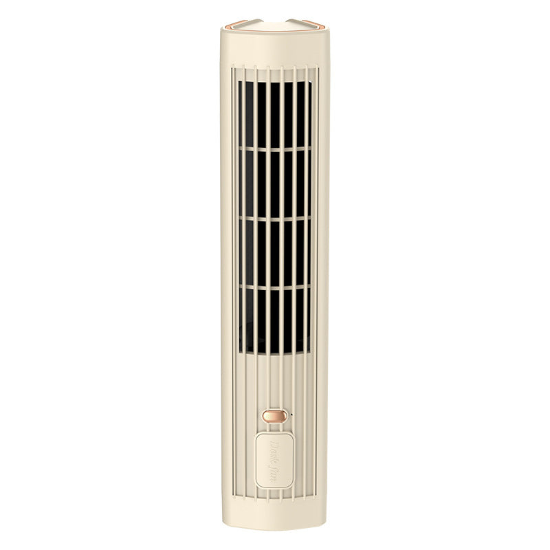 Khaki modern stand fan showing sleek vertical oscillating tower shape