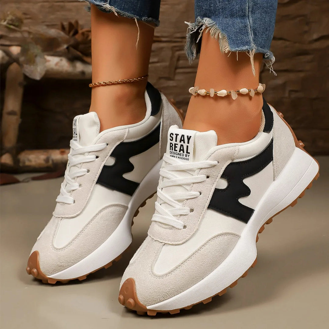 Back view of fashion platform sneakers for women with heel support and thick sole