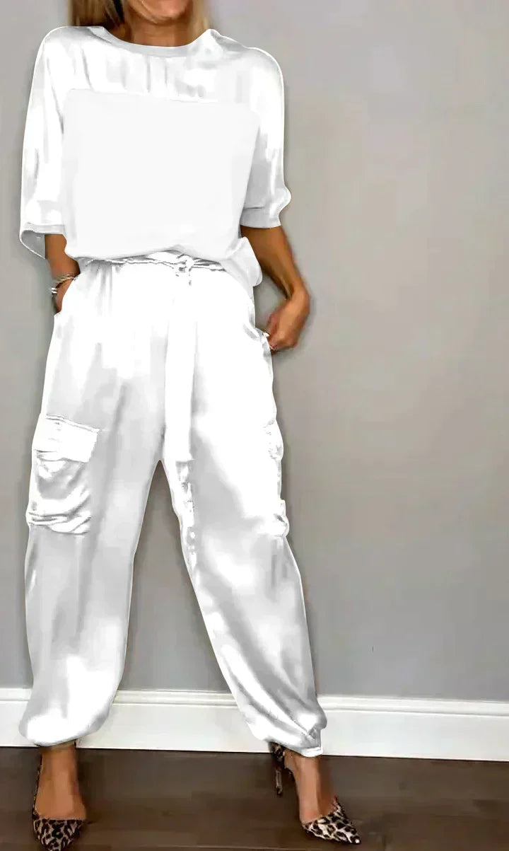 Elegant satin jumpsuit for women in a stylish one-piece party design