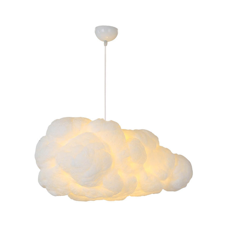Close-up view of the white cloud pendant lighting fixture