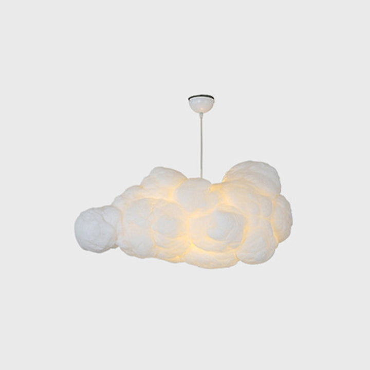 Ambient modern lighting fixture designed as a fluffy white cloud for home decor