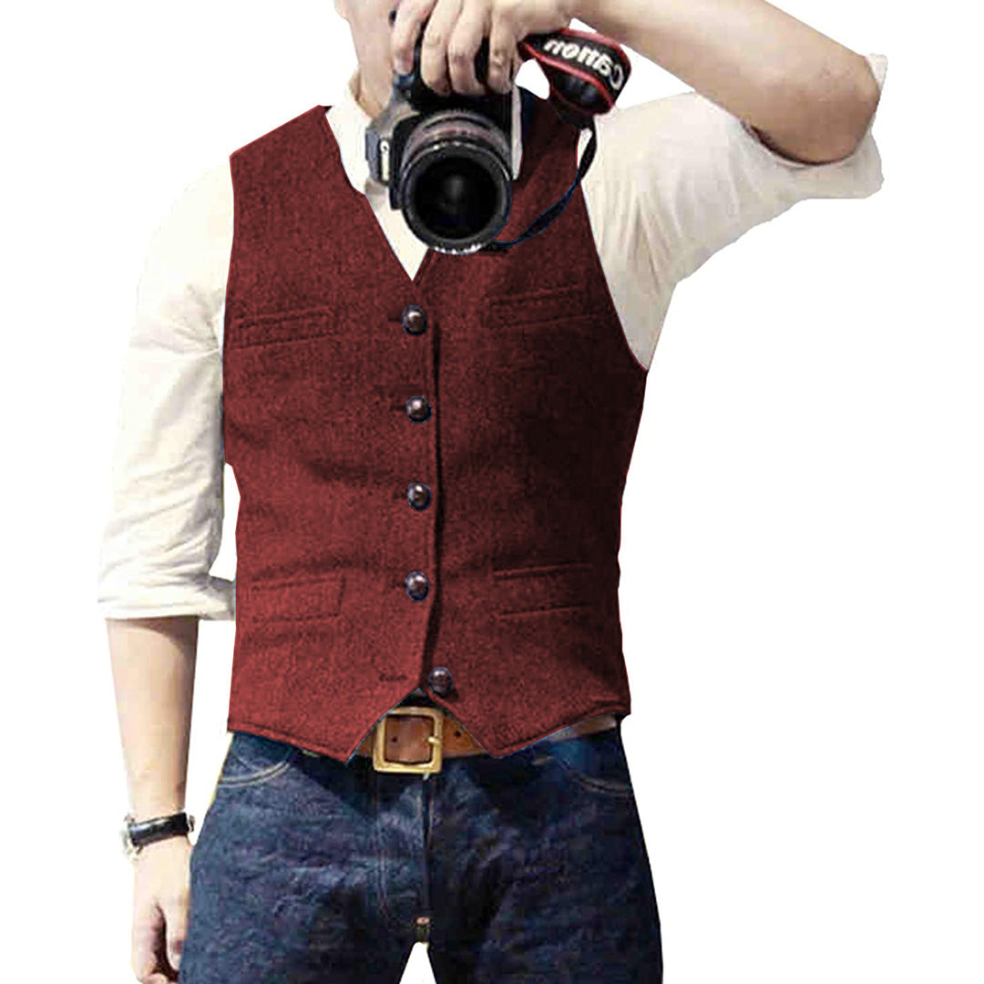 Inner lining and label detail of premium mens button up denim vest