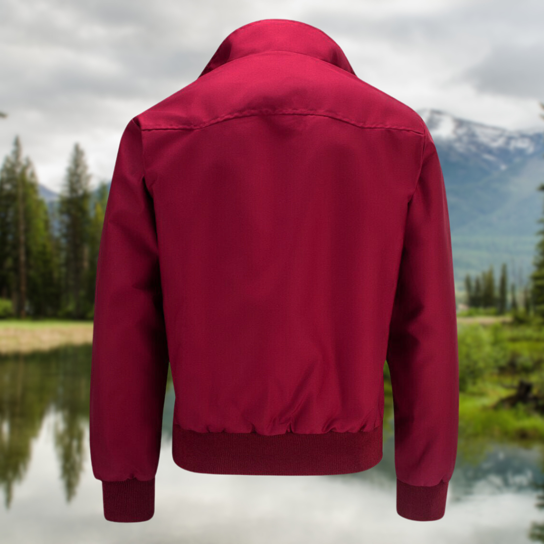 Mens fashion Harrington jacket label and collar interior