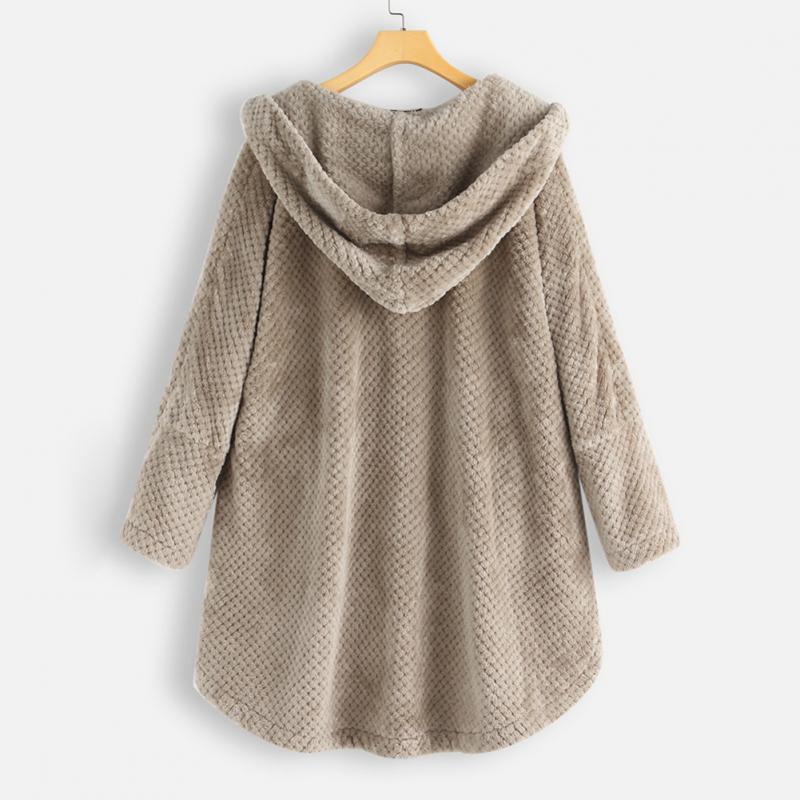Plus size women's fleece coat styled for cold weather winter fashion