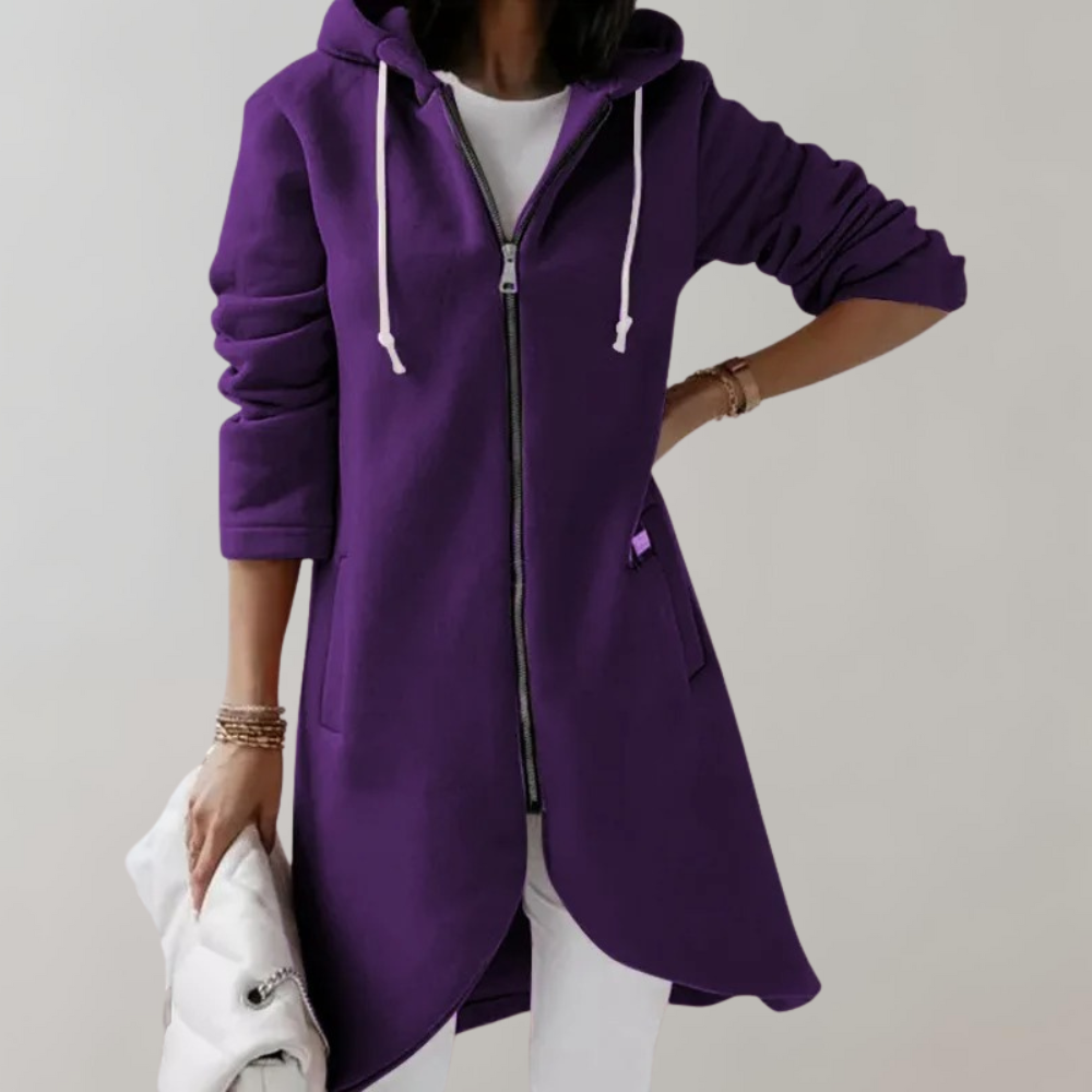 Stylish plus size women's hoodie cardigan with zipper for comfortable layering