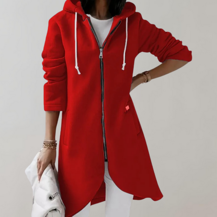 Casual women's zip-up hooded cardigan in cozy long sleeve design for everyday wear