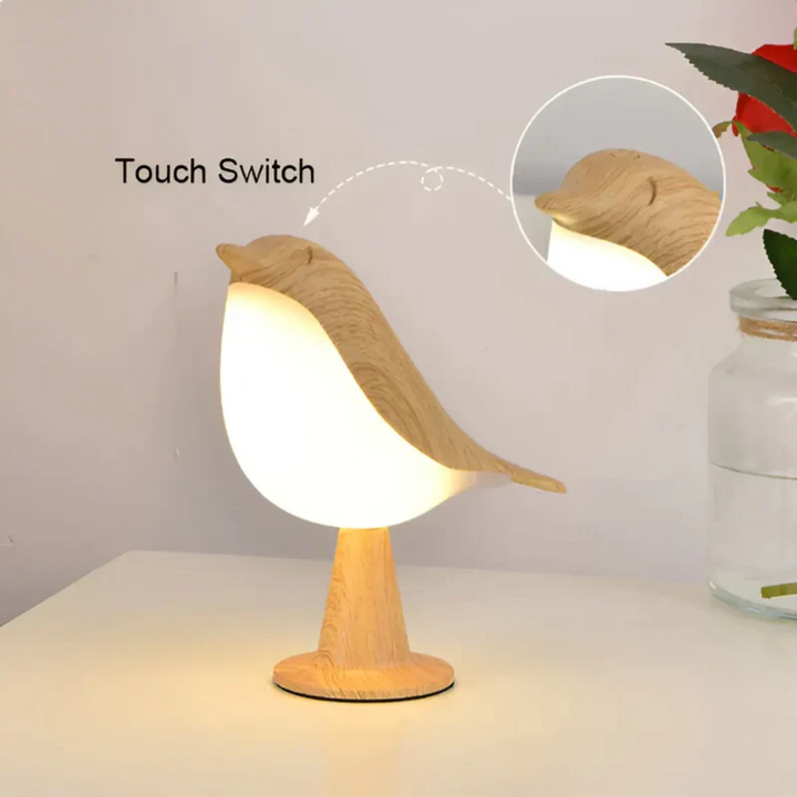 Cordless LED bird lamp with touch control for home decor and ambient lighting