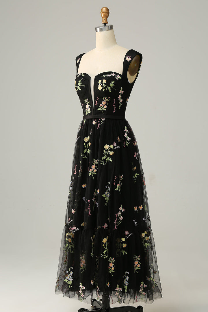 Angled view showcasing the flowing skirt of the A-line ball gown