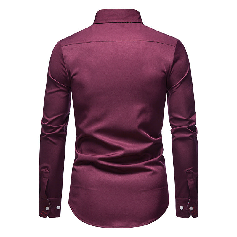 Patterned collar detail on stylish mens shirt showcasing modern fashion design