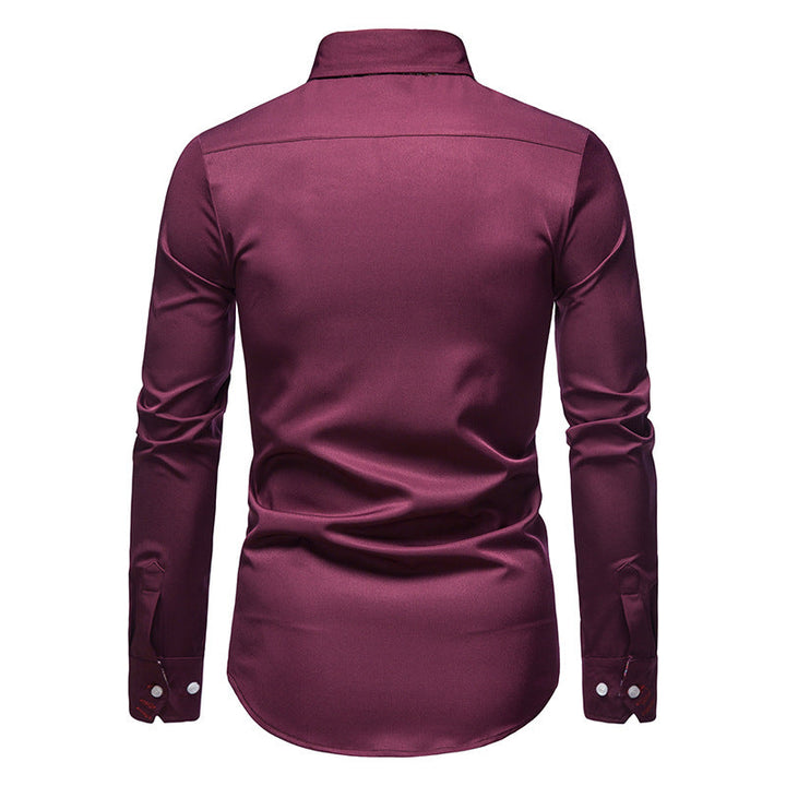 Patterned collar detail on stylish mens shirt showcasing modern fashion design