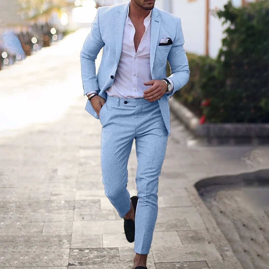Stylish men's suit jacket and trousers for professional and casual events