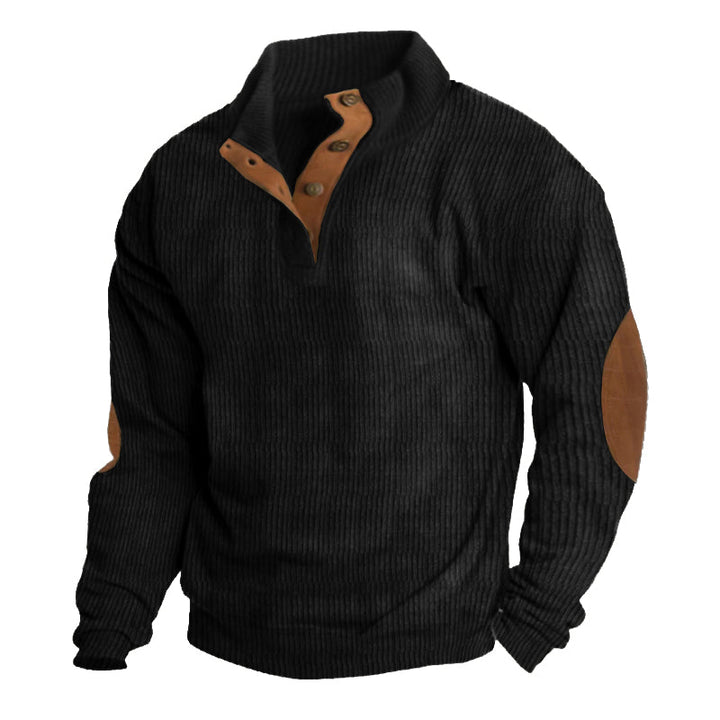 Back view of stylish mens thermal knit pullover for cold weather