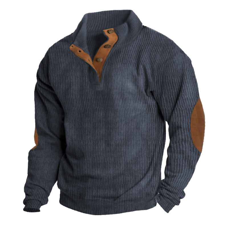 Mens thermal knit pullover sweater for outdoor hiking and casual wear