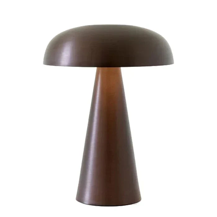 Mushroom shaped rechargeable lamp creating a cozy ambiance at night