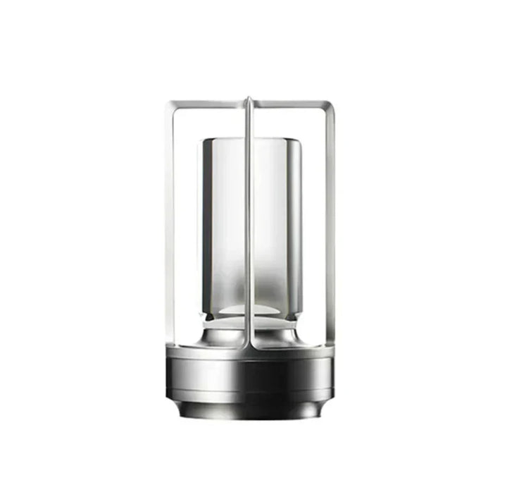 SolisAura stylish cordless silver lantern modern design