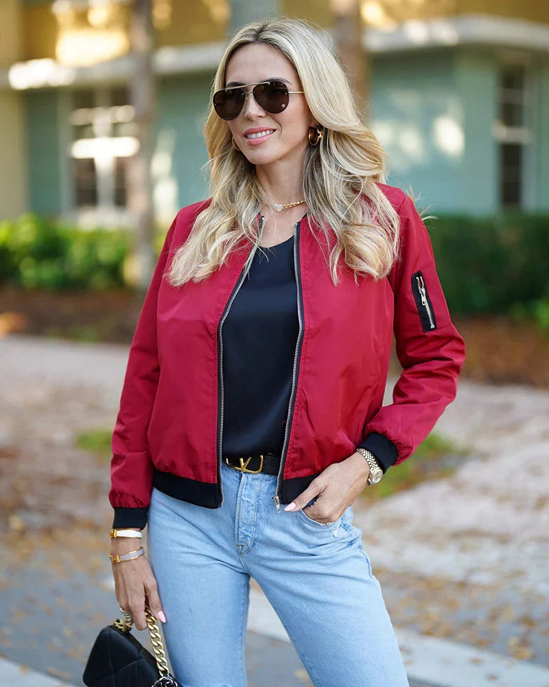 Lightweight jacket for women featuring chic bomber styling