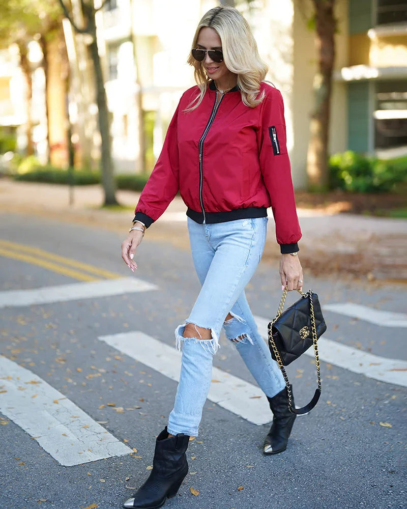 Complete view of chic lightweight women bomber jacket