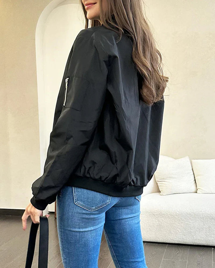 Chic women lightweight bomber jacket in stylish casual wear