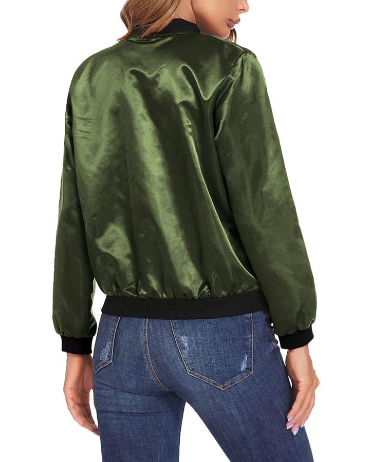 Comfortable long sleeve zip up jacket for women fashion