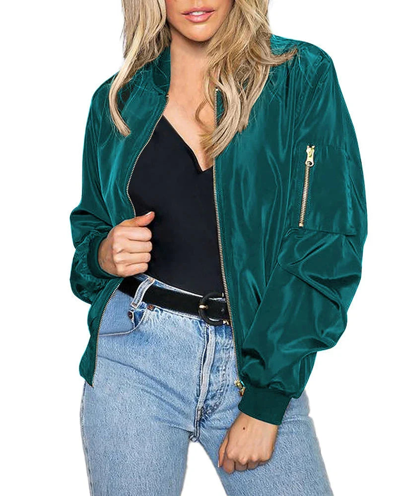 Women casual outerwear lightweight chic bomber jacket design