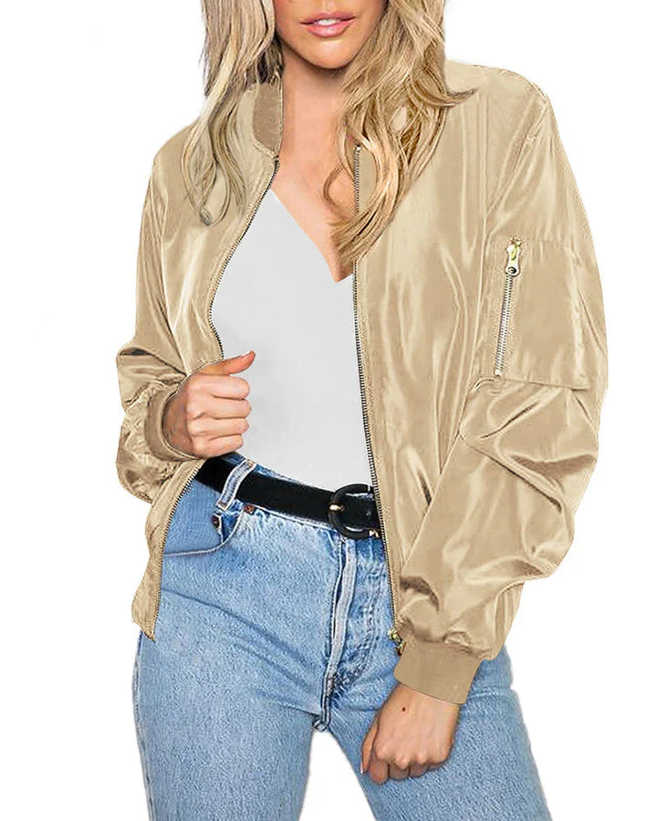 Fashionable women outerwear lightweight chic bomber jacket