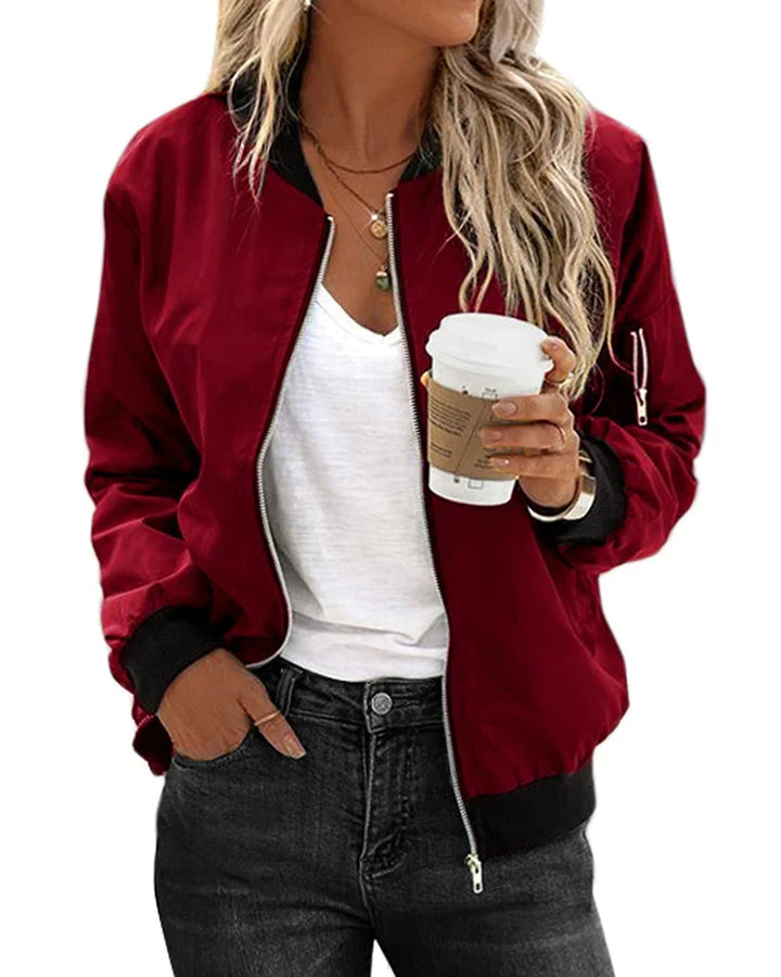 Versatile women casual wear zip up bomber jacket aesthetic