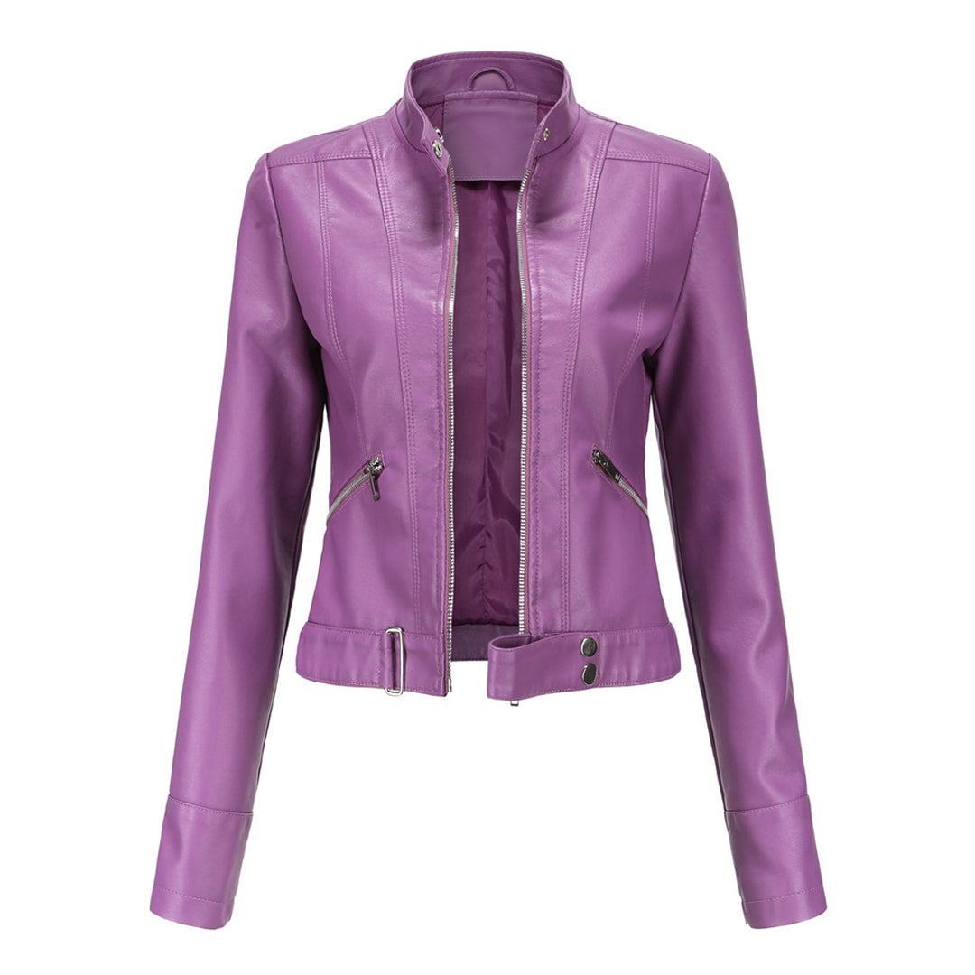 Womens classic jacket showing premium collar and button details