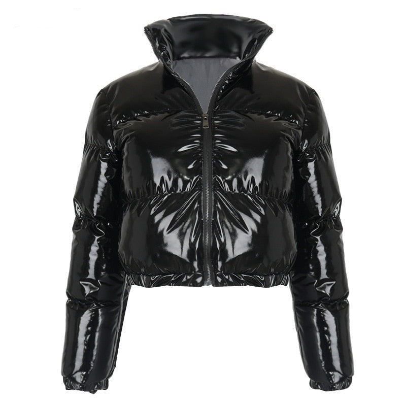 Casual daytime look featuring the cropped puffer jacket