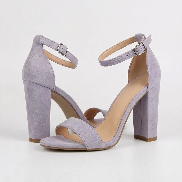 Lilac purple open toe high heel dress sandals