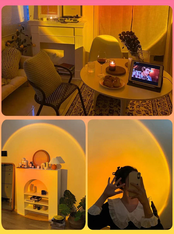 Compact USB powered sunset light creating a cozy home atmosphere