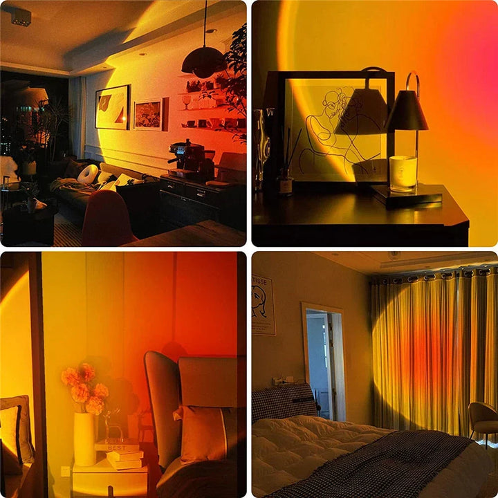 Modern sunset projection lamp styled as trendy aesthetic room decor