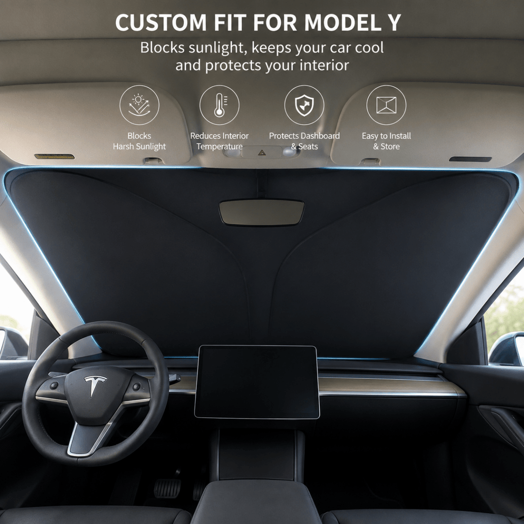 Custom fit car windshield sunshade blocking sunlight in vehicle