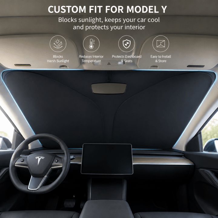 Custom fit car windshield sunshade blocking sunlight in vehicle
