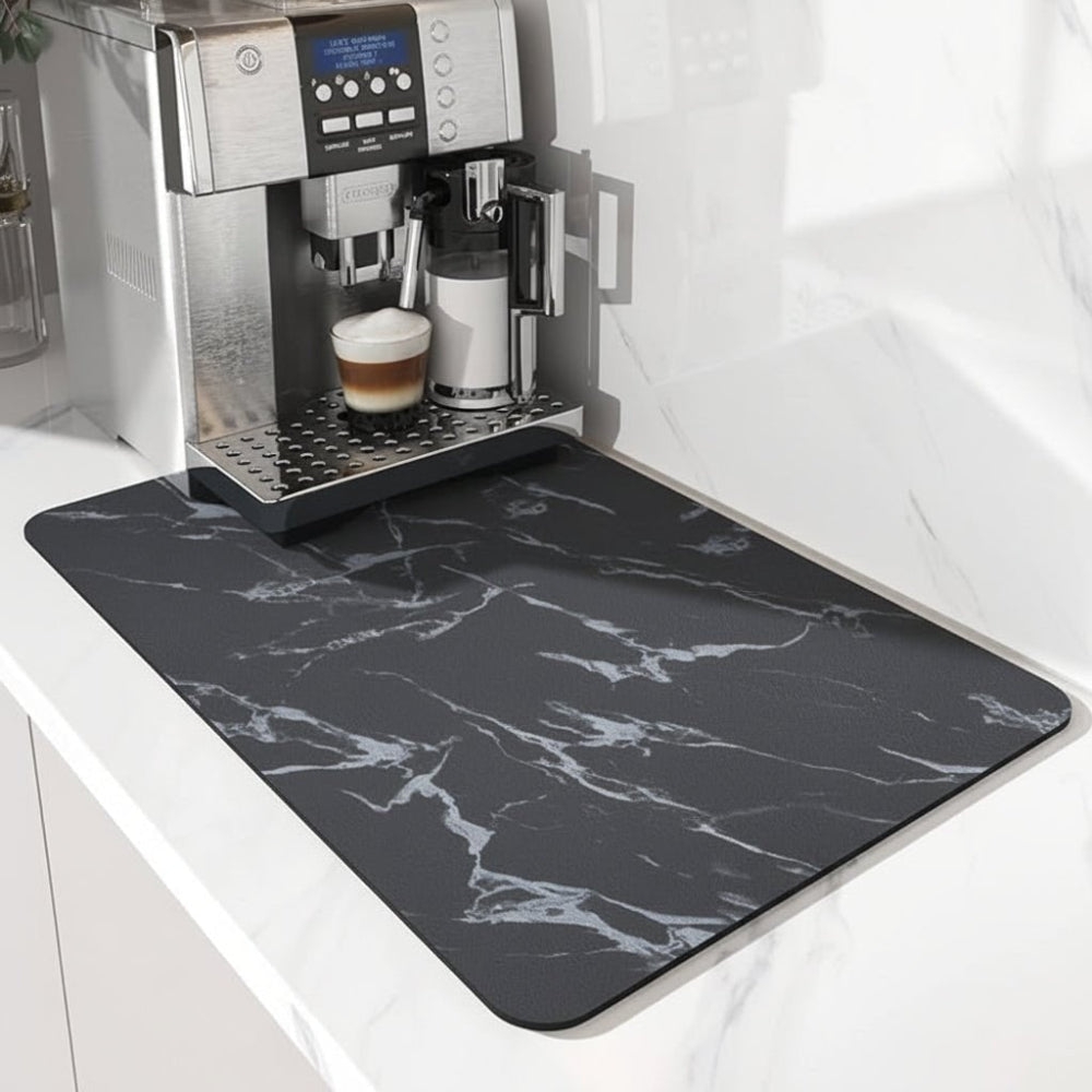 Super absorbent coffee bar mat for countertop protection