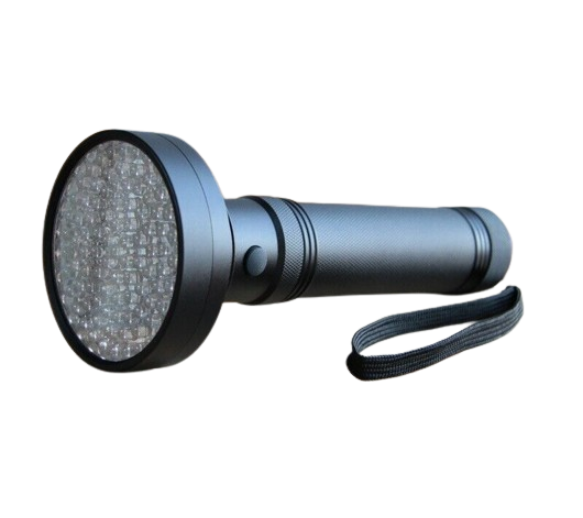 Side profile view of the large 100 LED UV blacklight flashlight