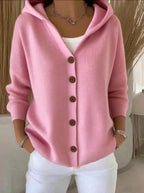 Eulla | Women’s Cable Knit Button-Front Hoodie