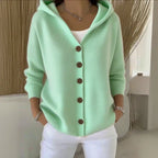 Eulla | Women’s Cable Knit Button-Front Hoodie