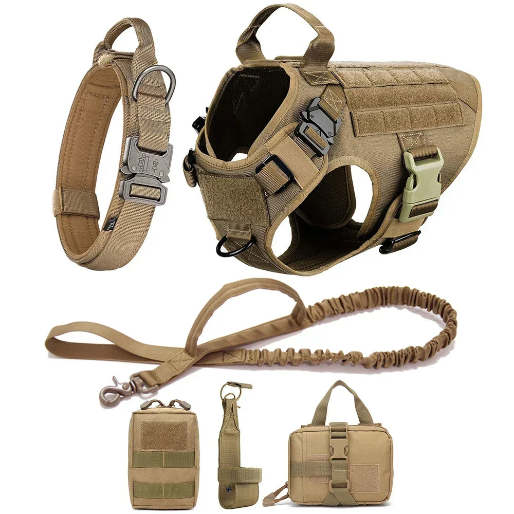 Tactical pet accessories harness with hook and loop ID panels