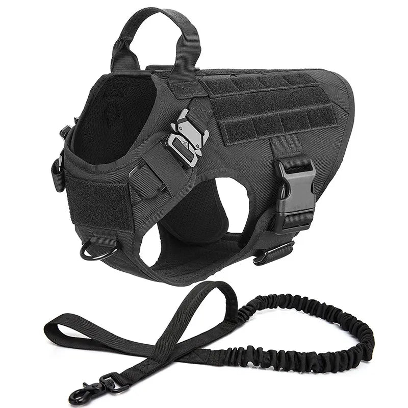 Reflective tactical pet gear harness for safe nighttime walks