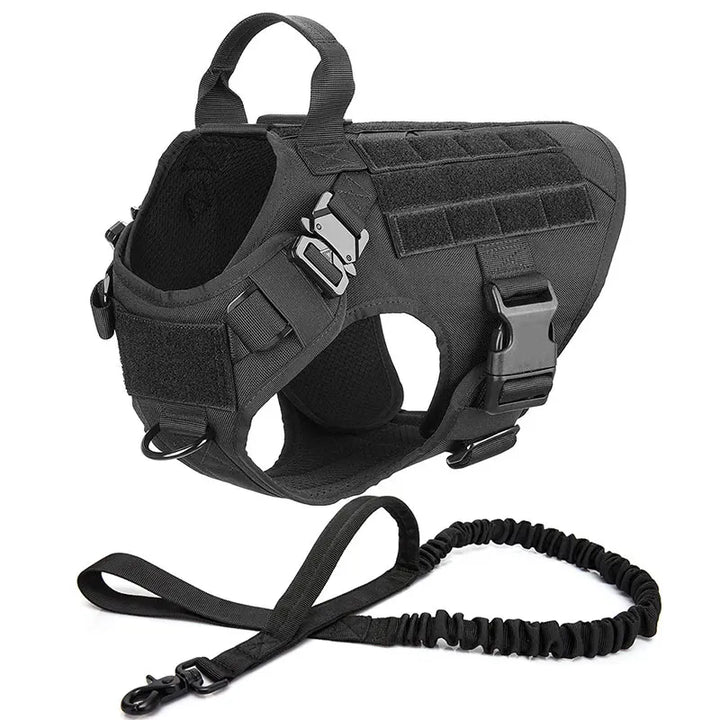 Reflective tactical pet gear harness for safe nighttime walks