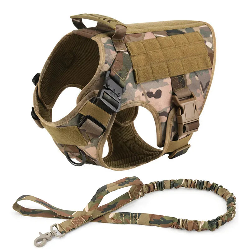 Military style dog training equipment harness with breathable mesh
