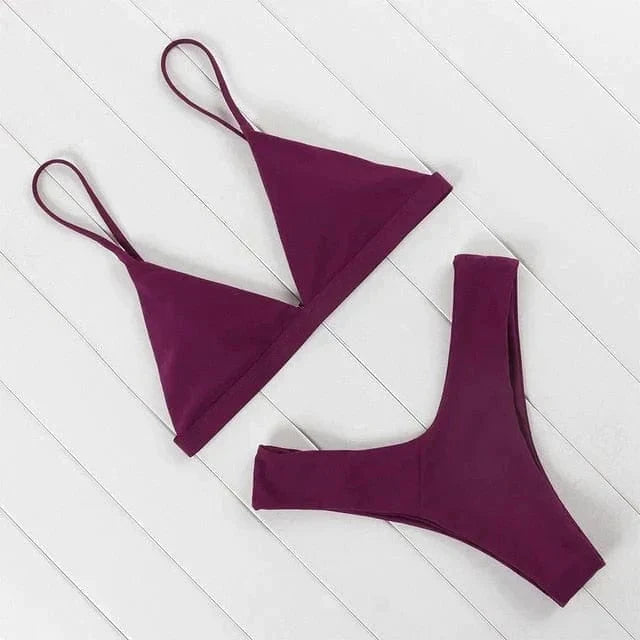 Back view of womens bikini set showing adjustable straps and swimwear fit