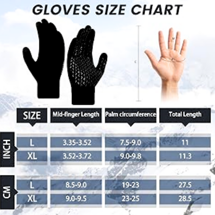 Pack of thermal touchscreen winter gloves in black and grey