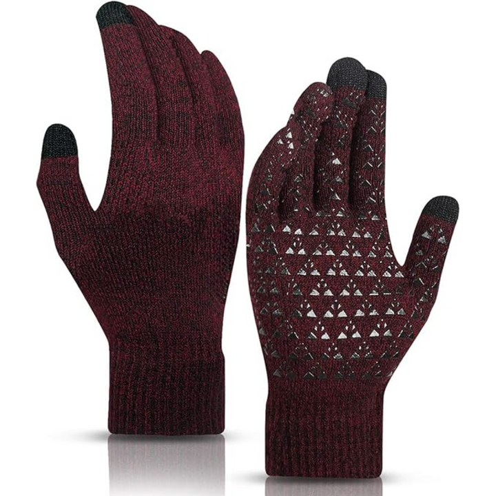 Non-slip palm grip pattern on touchscreen compatible winter gloves