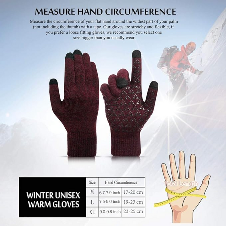 Compact packed pair of lightweight unisex winter gloves for travel