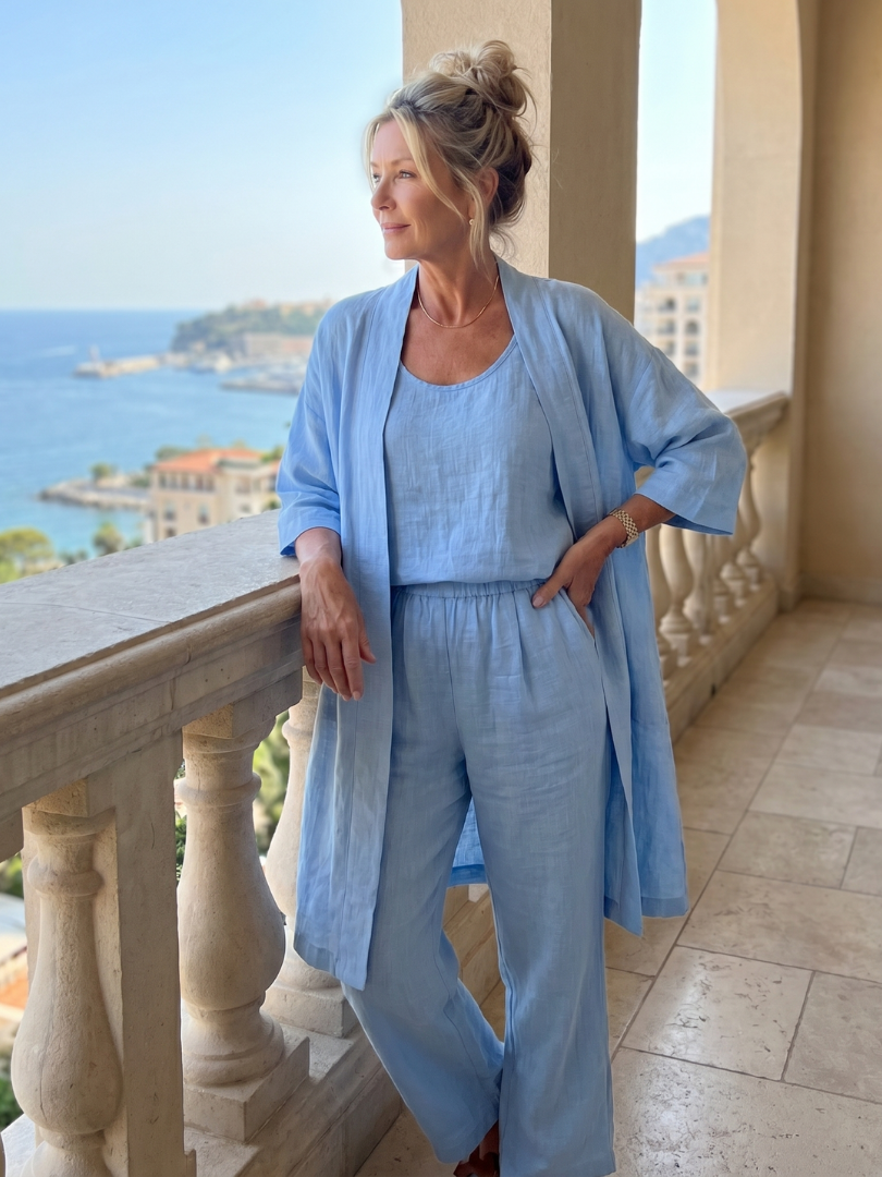 Stylish womens fashion three piece loungewear ensemble