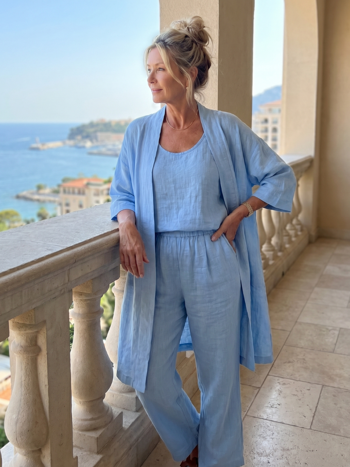 Stylish womens fashion three piece loungewear ensemble