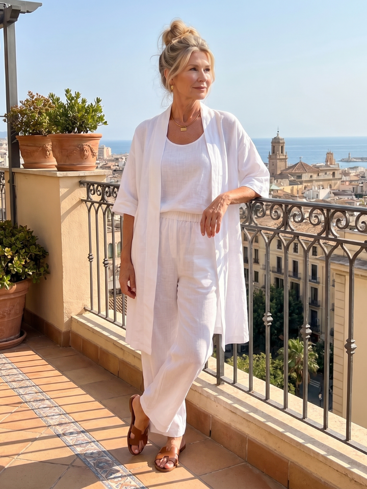 Cozy three piece loungewear set showcasing trendy womens fashion