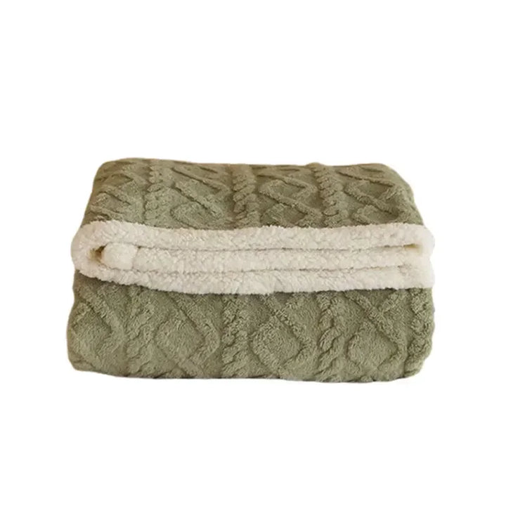 Lifestyle image of warm winter blanket on bed during chilly morning