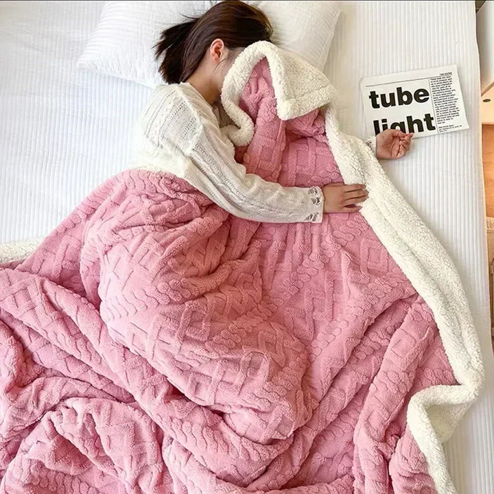 Soft winter blanket texture highlighting double-sided fleece material